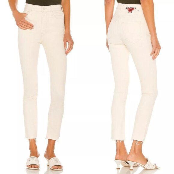 MOTHER Denim - MOTHER Superior The Dazzler Ankle Fray Jeans Superstition Womens Size 25 White